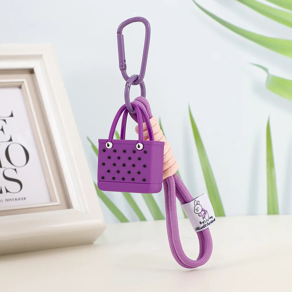 Fashion Simulation Beach Bag Keychain Women'S Bag Pendants Keychain Pendant Bogg Bag Charm Wallet Accessorie Pendant Car Hanging