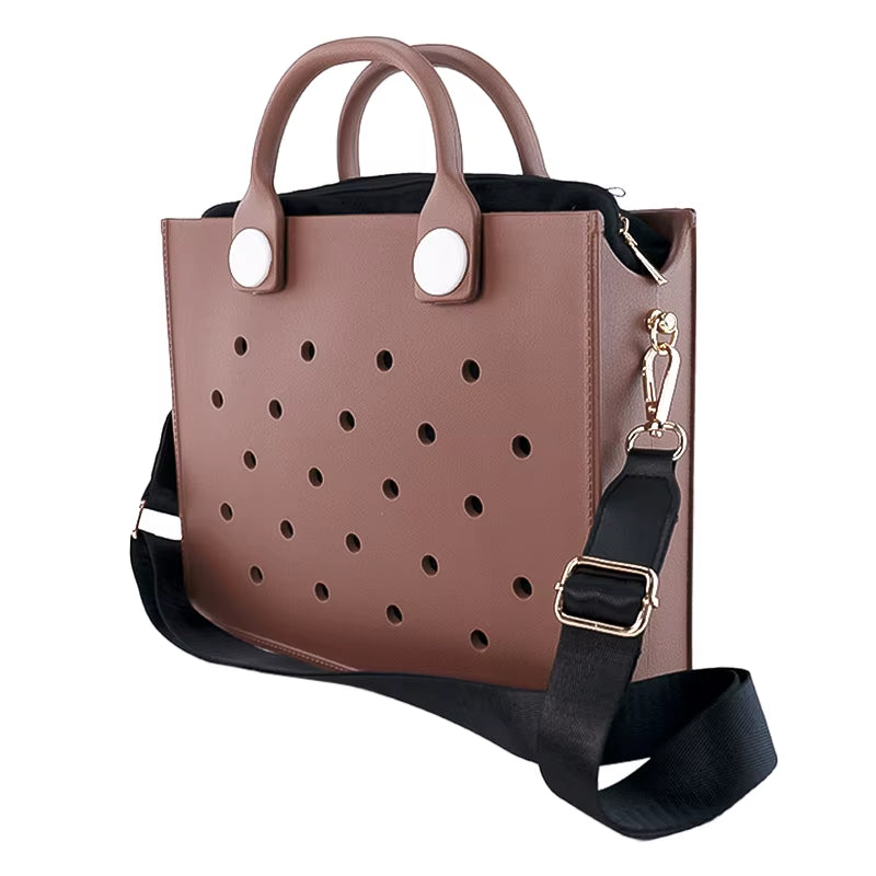 The Orange Guy Purple Women Fashion New EVA Punched Handbag Casual Waterproof Travel Tote Bag Fit Charms Outdoor Beach Bags